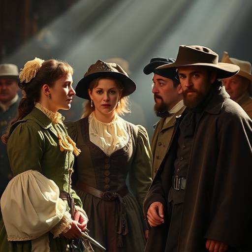 Imagem de personagens de drama hist&radic;&ge;rico em vestimentas de &radic;&copy;poca