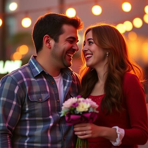 Imagem promocional de uma com&radic;&copy;dia rom&radic;&cent;ntica com um casal rindo